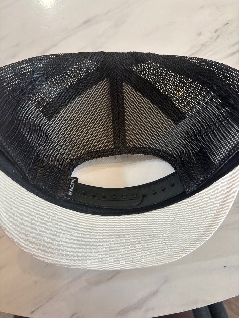 Nixon Two-Tone White Front Black Mesh Trucker Hat - Picture 2 of 5